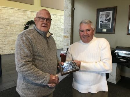 Gary Robb accepts the 2019 Most Improved Player Award from FSGA President, David Wright
